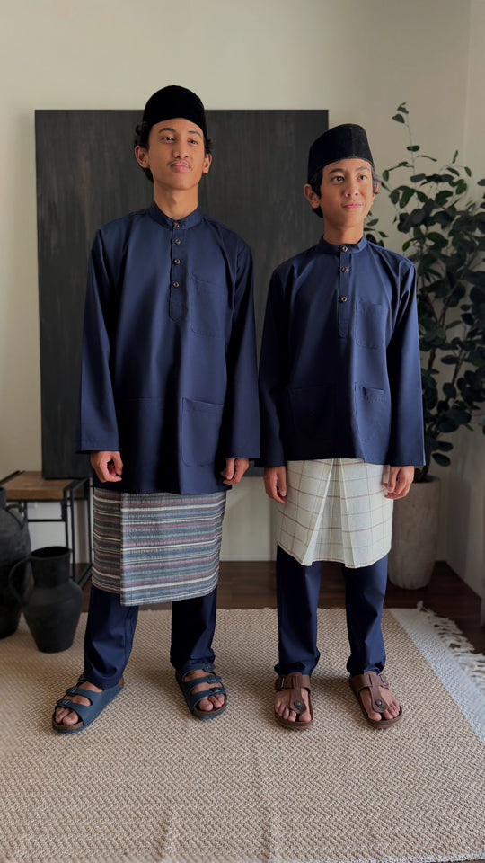 ANDIKA Baju Melayu Cekak Musang Set in Midnight Blue