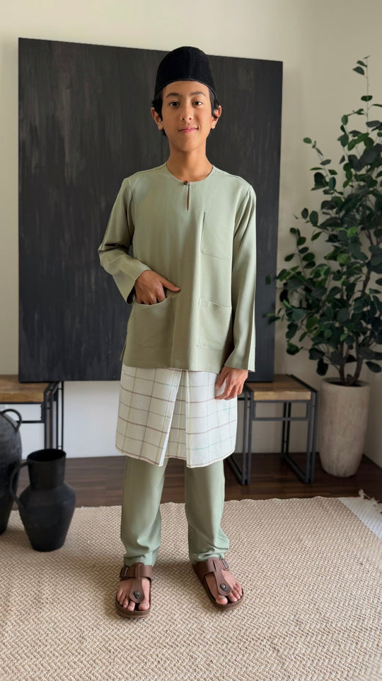 JEBAT Baju Melayu Teluk Belanga in Sage