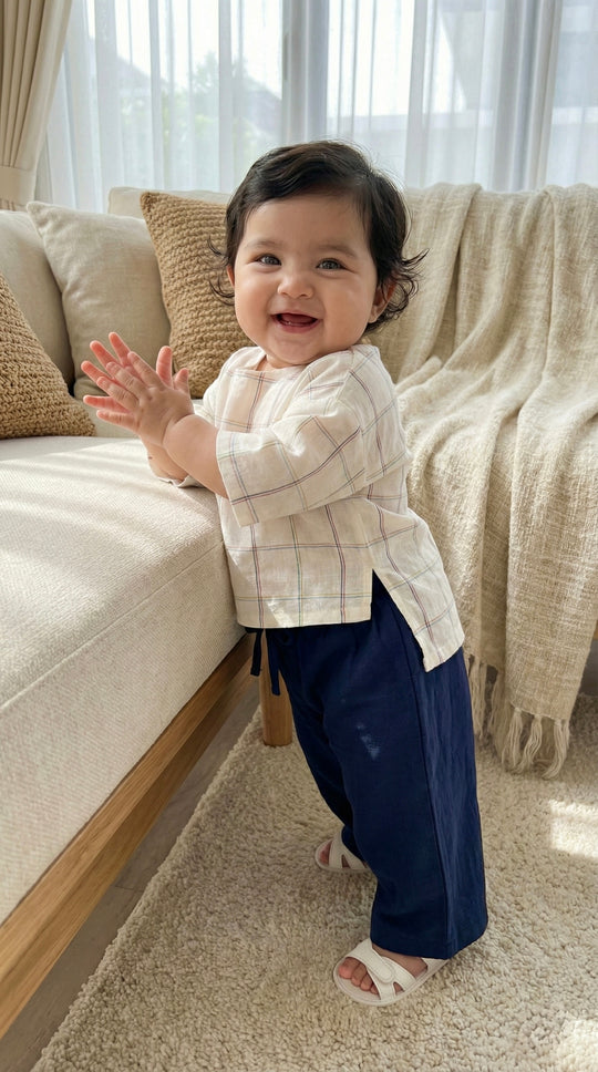 KENANGA Blouse & Pants Set in Pastel Grid