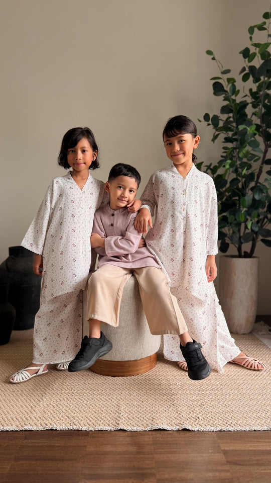 MAYANG Long Kebarung Set in Merlot Ditsy