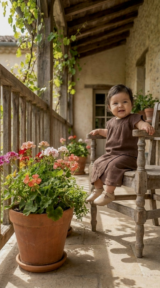 KEKWA Baby's Mini Kurung Set in Chocolate Gingham