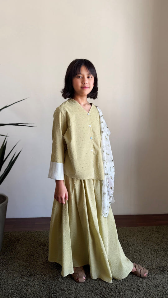 SAMIRA Mini Kurung Set in Dewlight Green