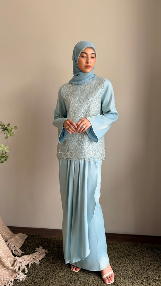 KEMBOJA Modern Kurung Set in Gilded Ice Blue