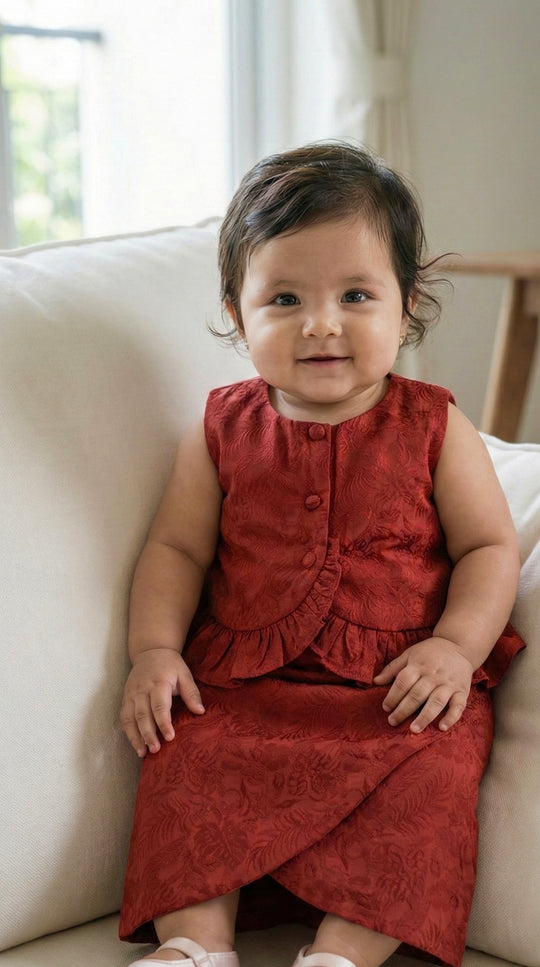 AYRA Baby’s Blouse & Skirt Set in Saffron