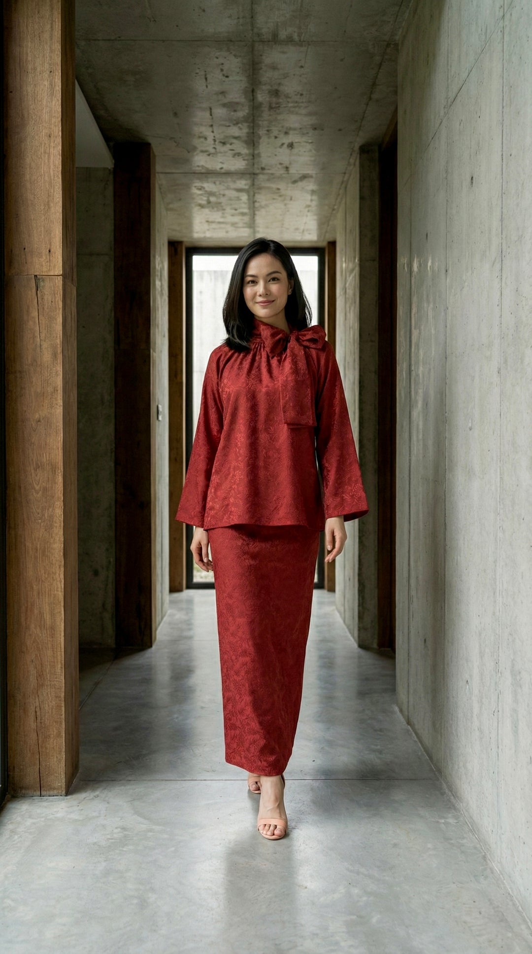 JAMILA Bow-tie Modern Kurung Set in Saffron