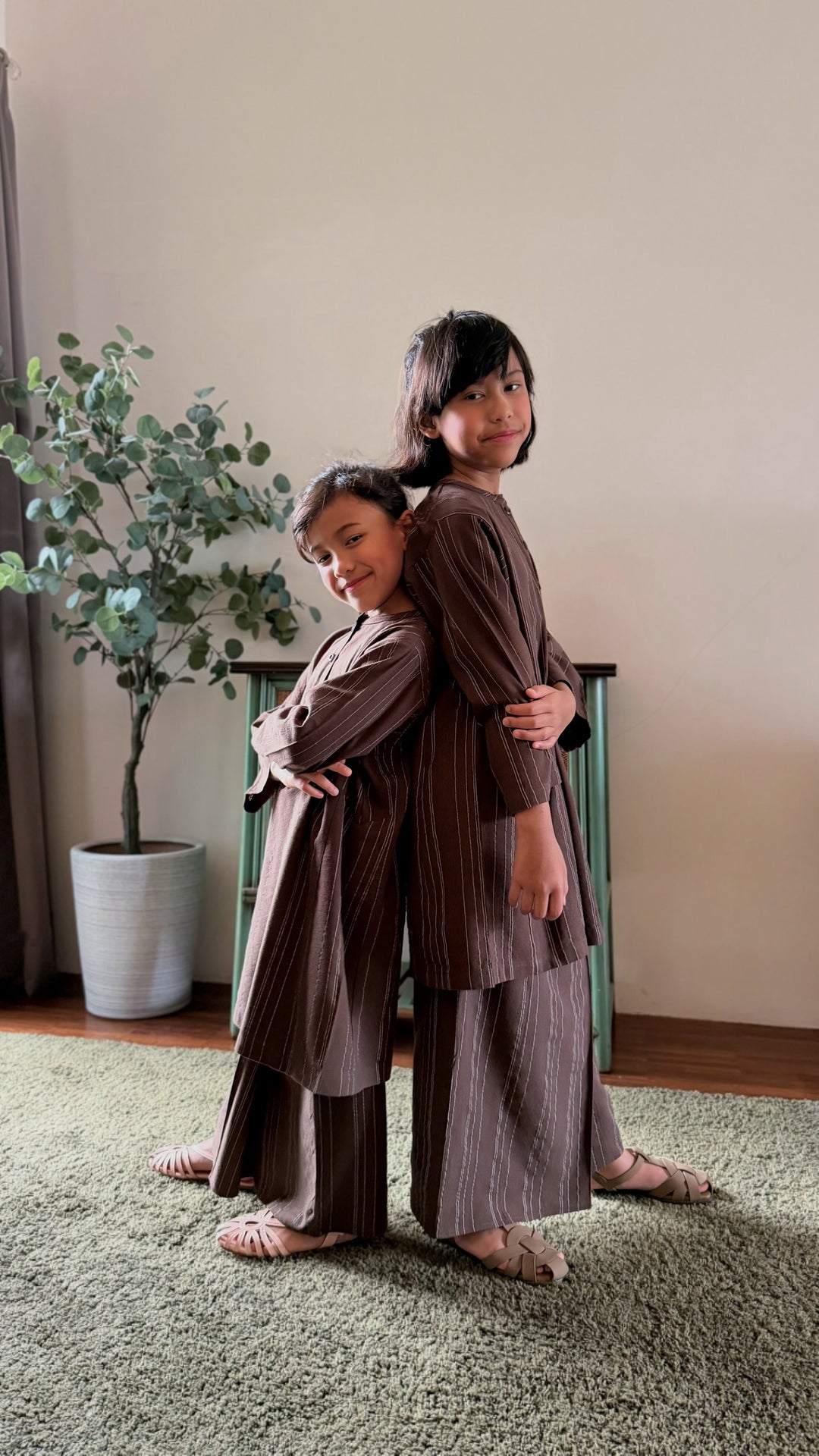 DELIMA Riau Kurung Set in Brown Stripes