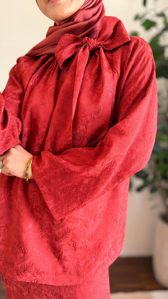 JAMILA Bow-tie Blouse & Skirt Set in Saffron