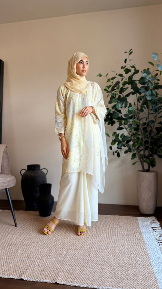 TANJUNG Long Kurung Set in Lemon Blossom