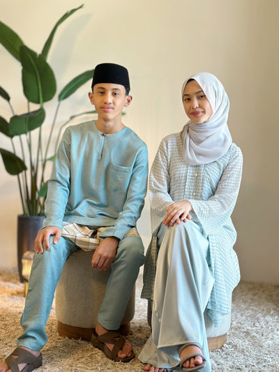 LAILA Long Kebaya Set in Icy Mist