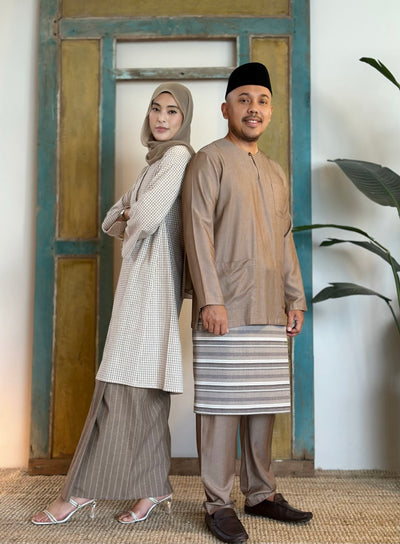 MALIK Teluk Belanga Baju Melayu Set in Taupe