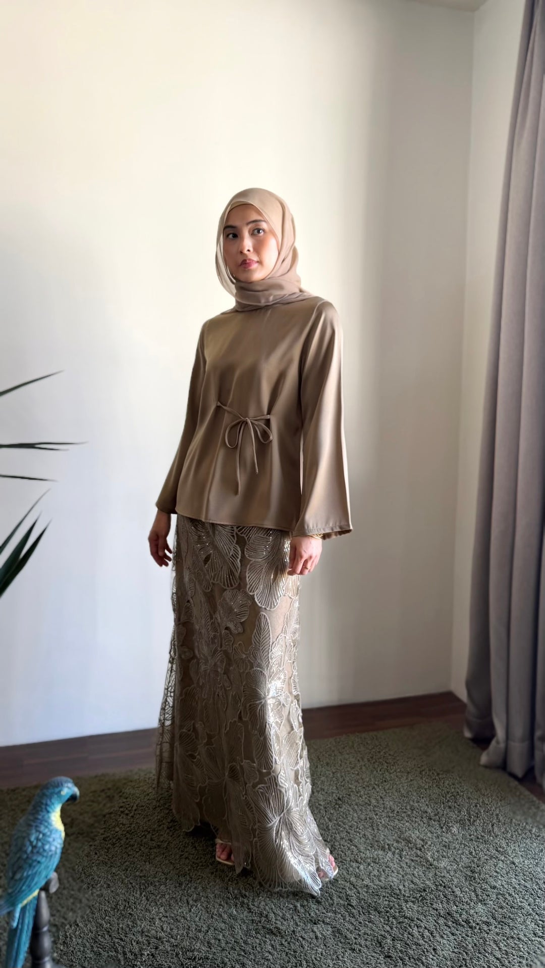 MONA Blouse & Skirt Set in Gilded Taupe