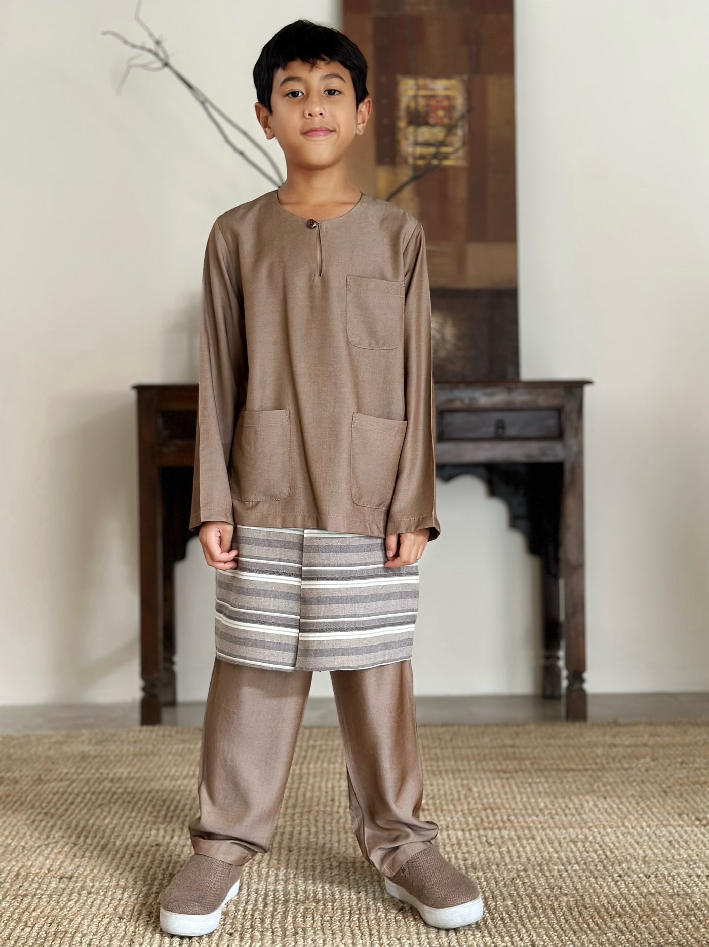NUH Teluk Belanga Baju Melayu Set in Taupe