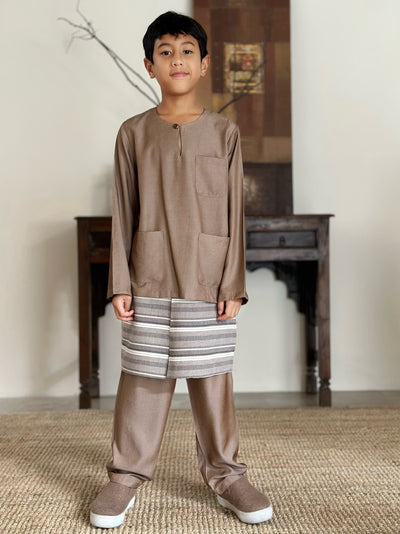 NUH Teluk Belanga Baju Melayu Set in Taupe
