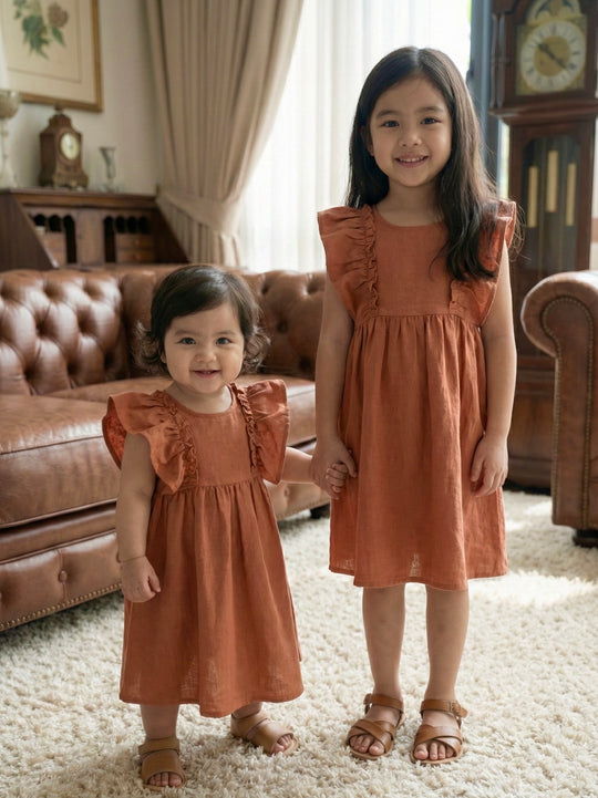FRIDA Frill Dress in Cinnamon