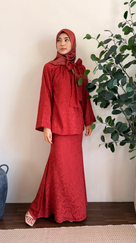 JAMILA Bow-tie Blouse & Skirt Set in Saffron