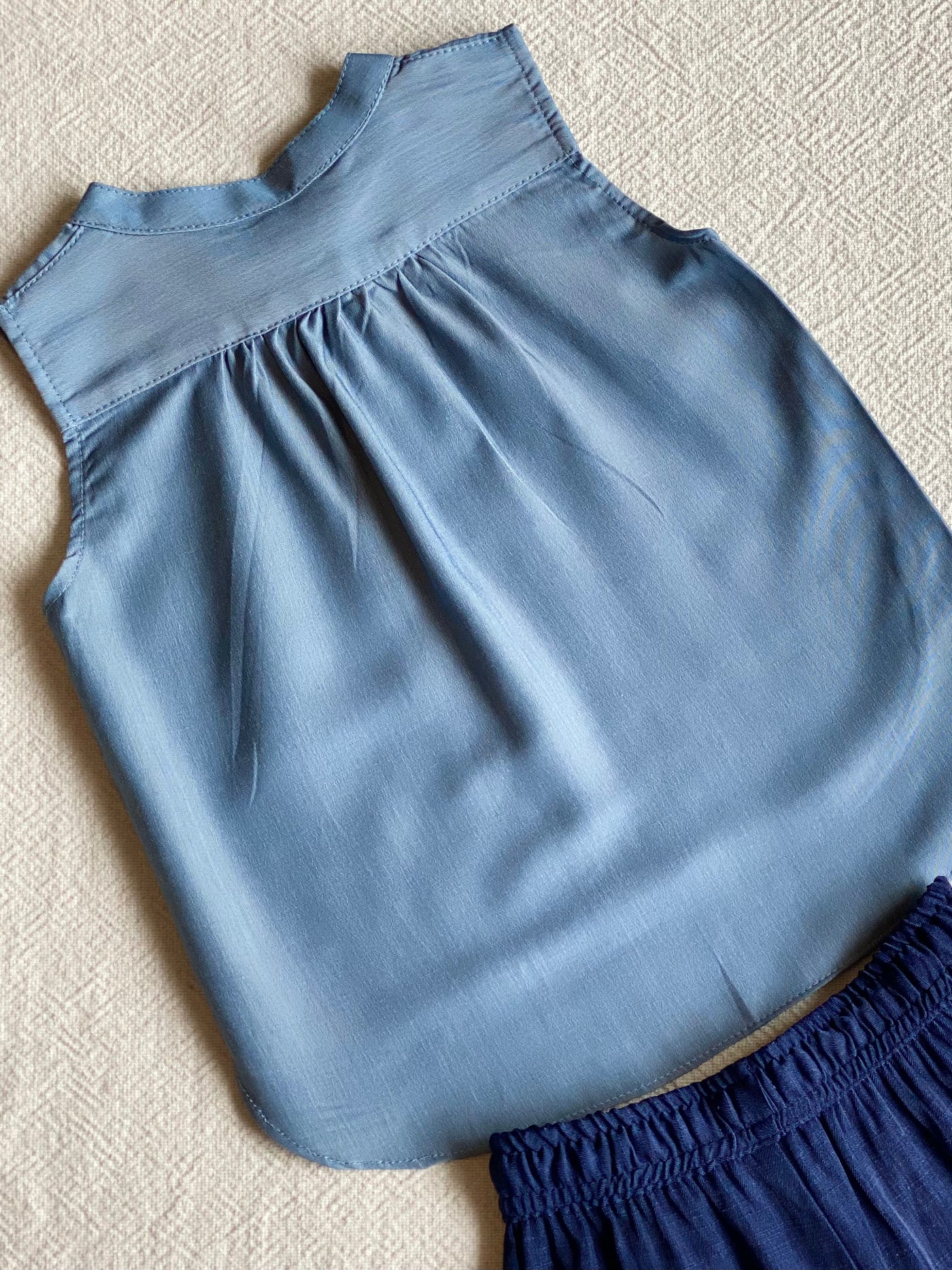 CLAIRE Asymmetric Blouse in Dusty Blue (Top Only)
