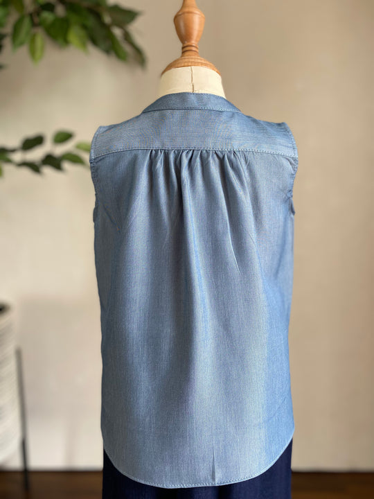 ELLIE Baby’s Sleeveless Blouse in Dusty Blue (Top Only)