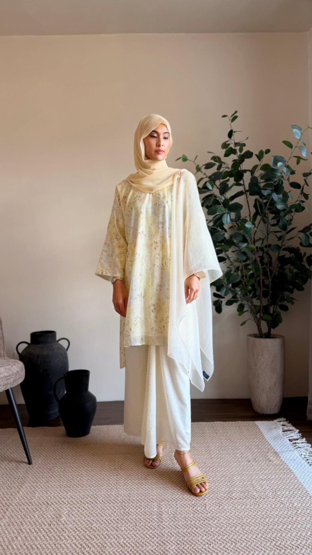 TANJUNG Long Kurung Set in Lemon Blossom