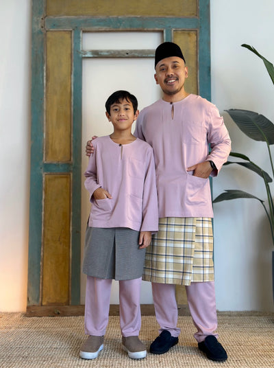 NUH Teluk Belanga Baju Melayu Set in Dusty Lilac