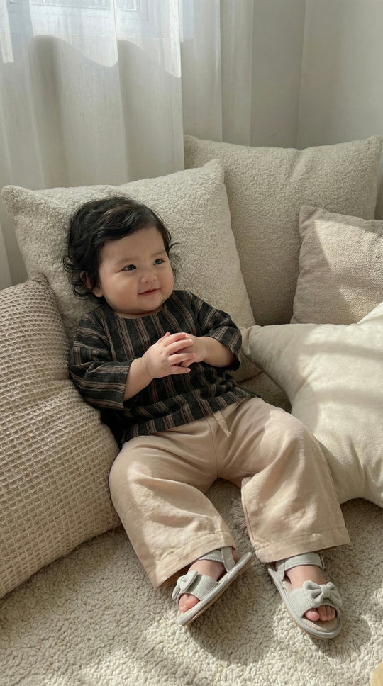 KENANGA Blouse & Pants Set in Espresso Stripes