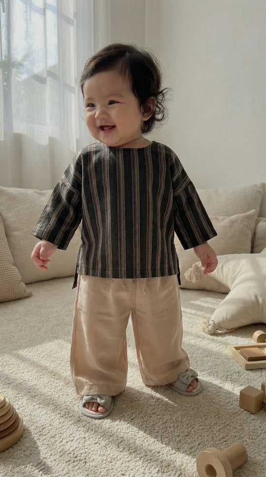 KENANGA Blouse & Pants Set in Espresso Stripes