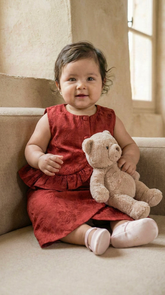 AYRA Baby’s Blouse & Skirt Set in Saffron