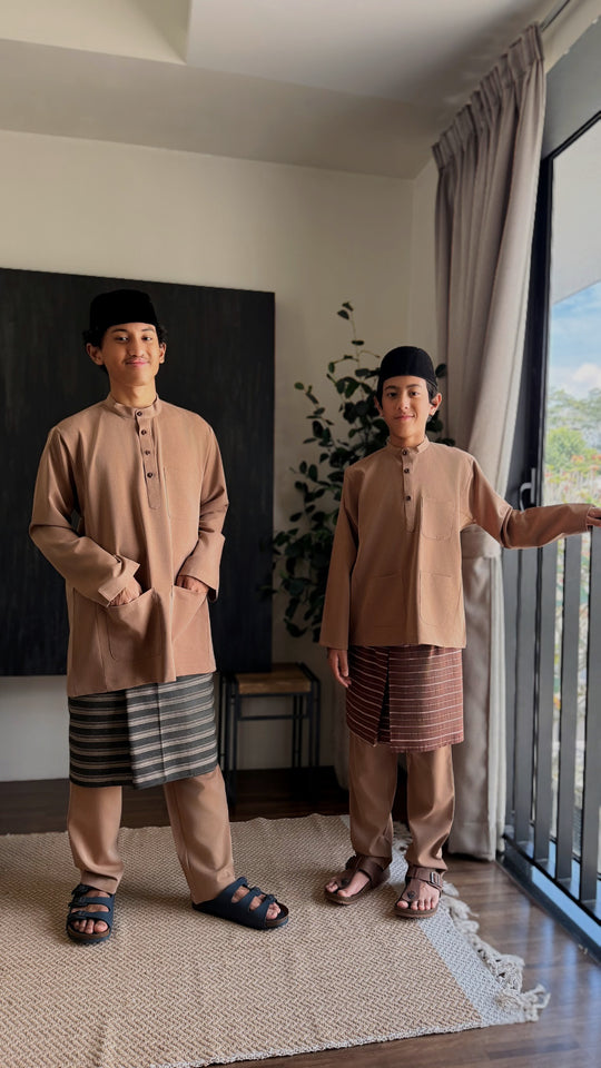 ANDIKA Baju Melayu Cekak Musang Set in Clay Brown