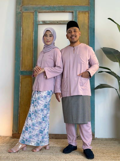 MALIK Teluk Belanga Baju Melayu Set in Dusty Lilac