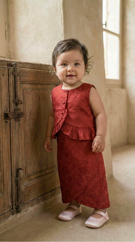 AYRA Baby’s Blouse & Skirt Set in Saffron