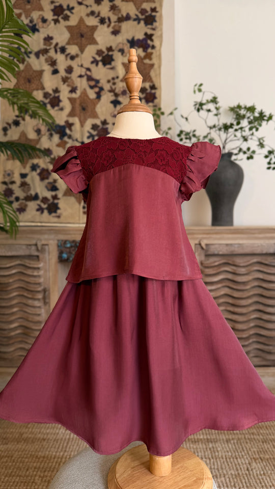 MANIS Baby's Modern Mini Kurung Set in Rosewood