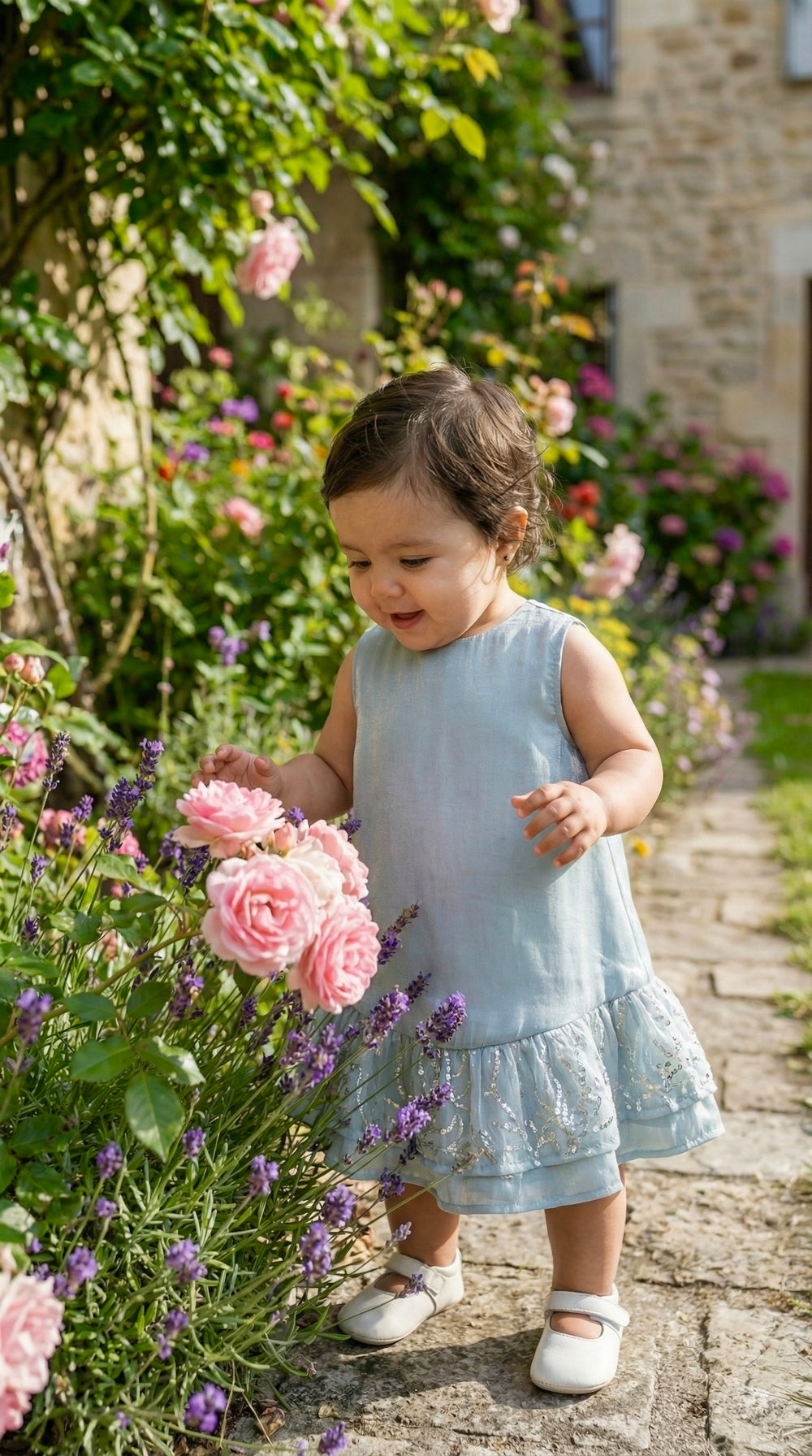 LILI Baby's Dress in Gilded Ice Blue
