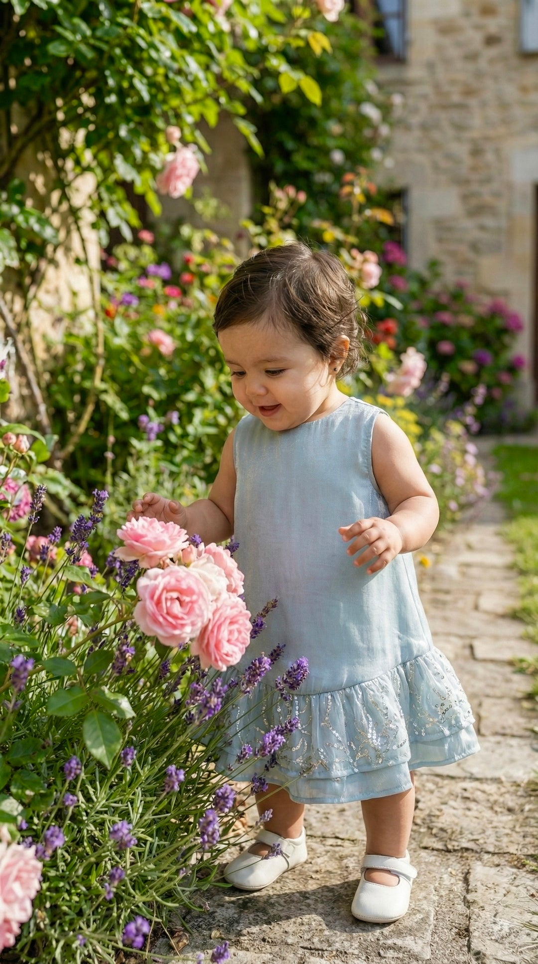 LILI Baby's Dress in Gilded Ice Blue