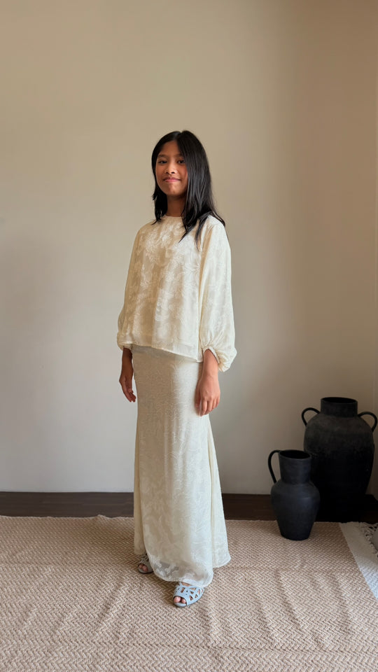 HANA Modern Kurung Set in Silky Ivory