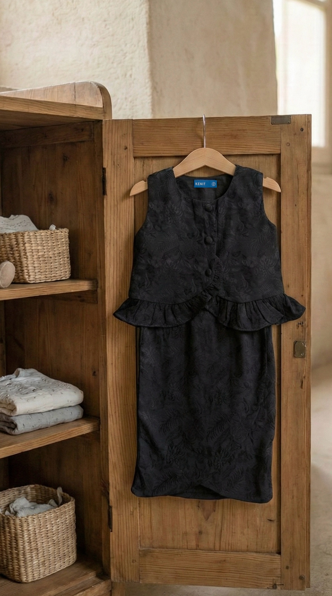 AYRA Baby’s Blouse & Skirt Set in Charcoal