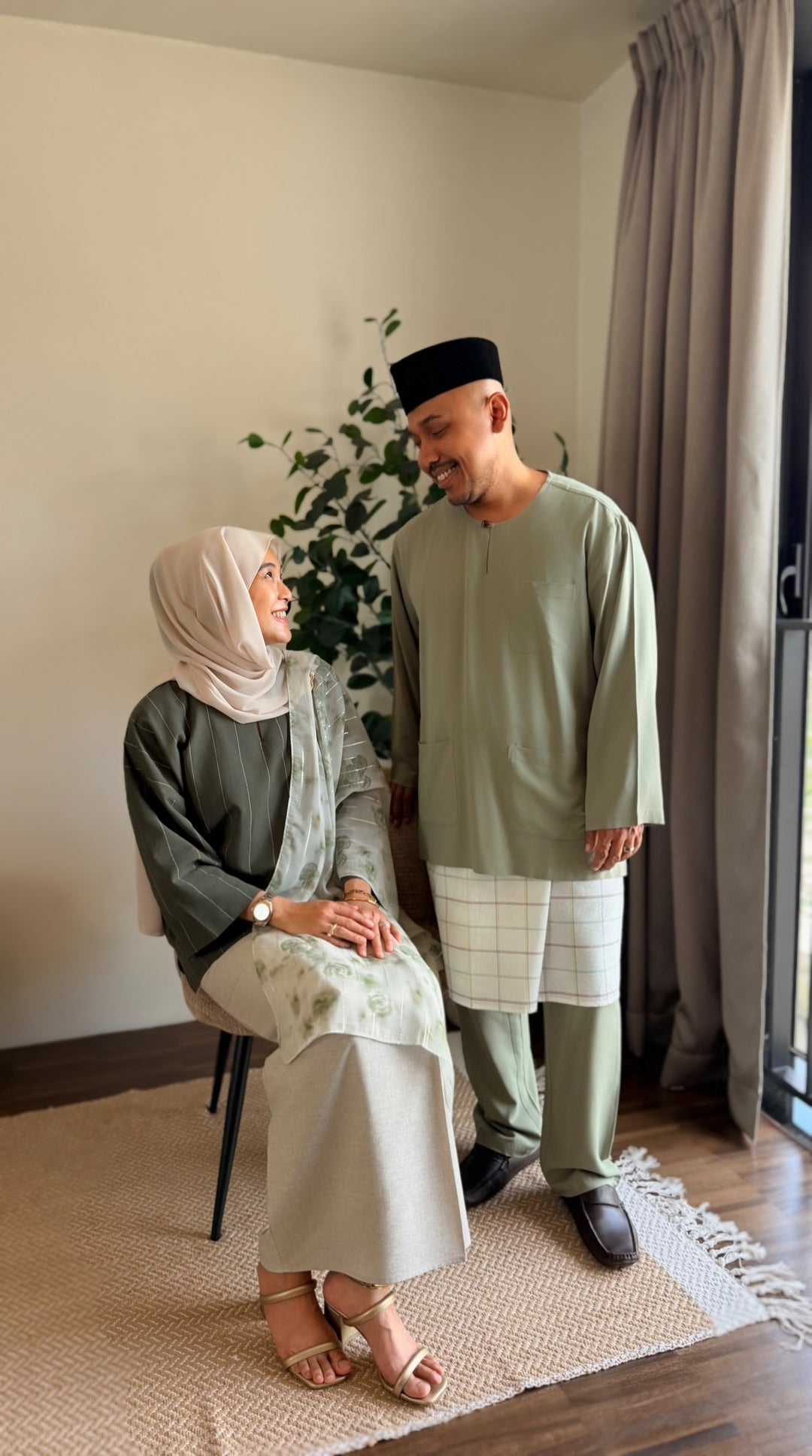 MAIMUNAH Kurung Kedah Set in Olive