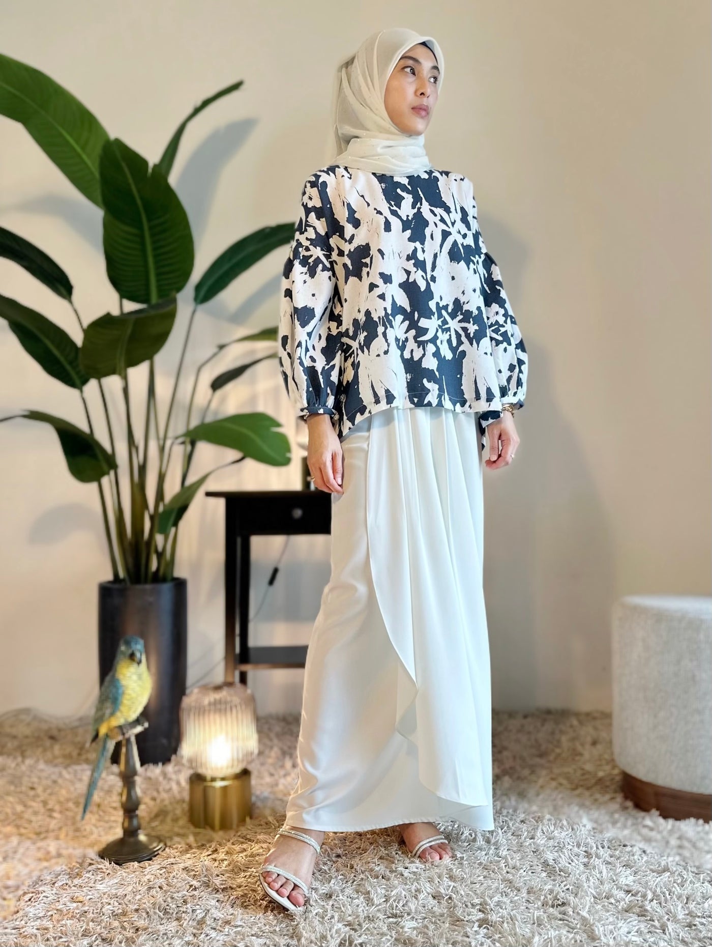 LANTANA Short Kurung Set in Vanilla Azure