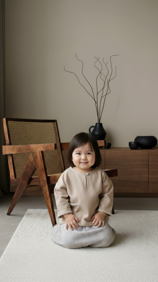 KESUMA Kurung Kedah Set in Dune Biege