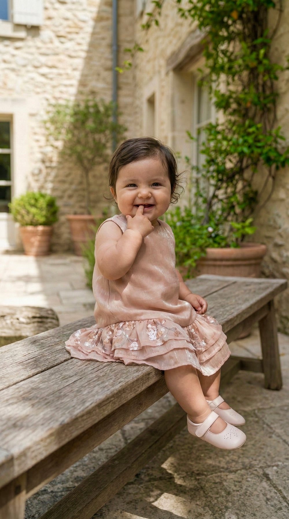LILI Baby's Dress in Blush Peach
