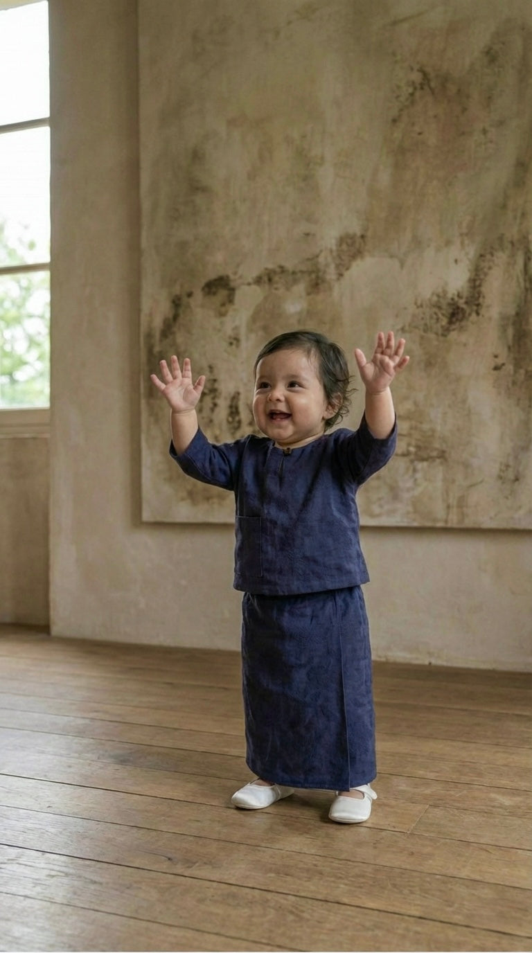 KESUMA Baby's Kurung Kedah Set in Navy Blue