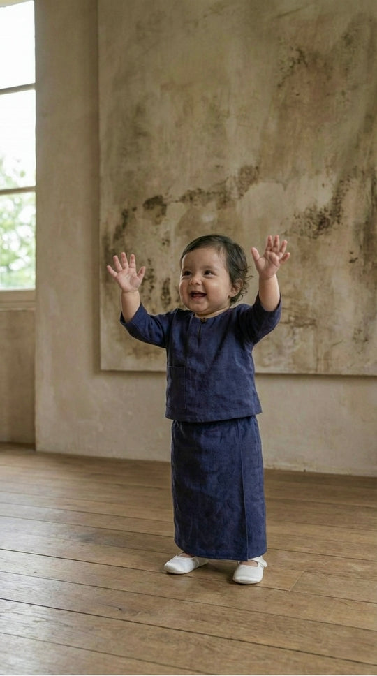 KESUMA Baby's Kurung Kedah Set in Navy Blue