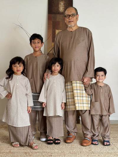 MALIK Teluk Belanga Baju Melayu Set in Taupe
