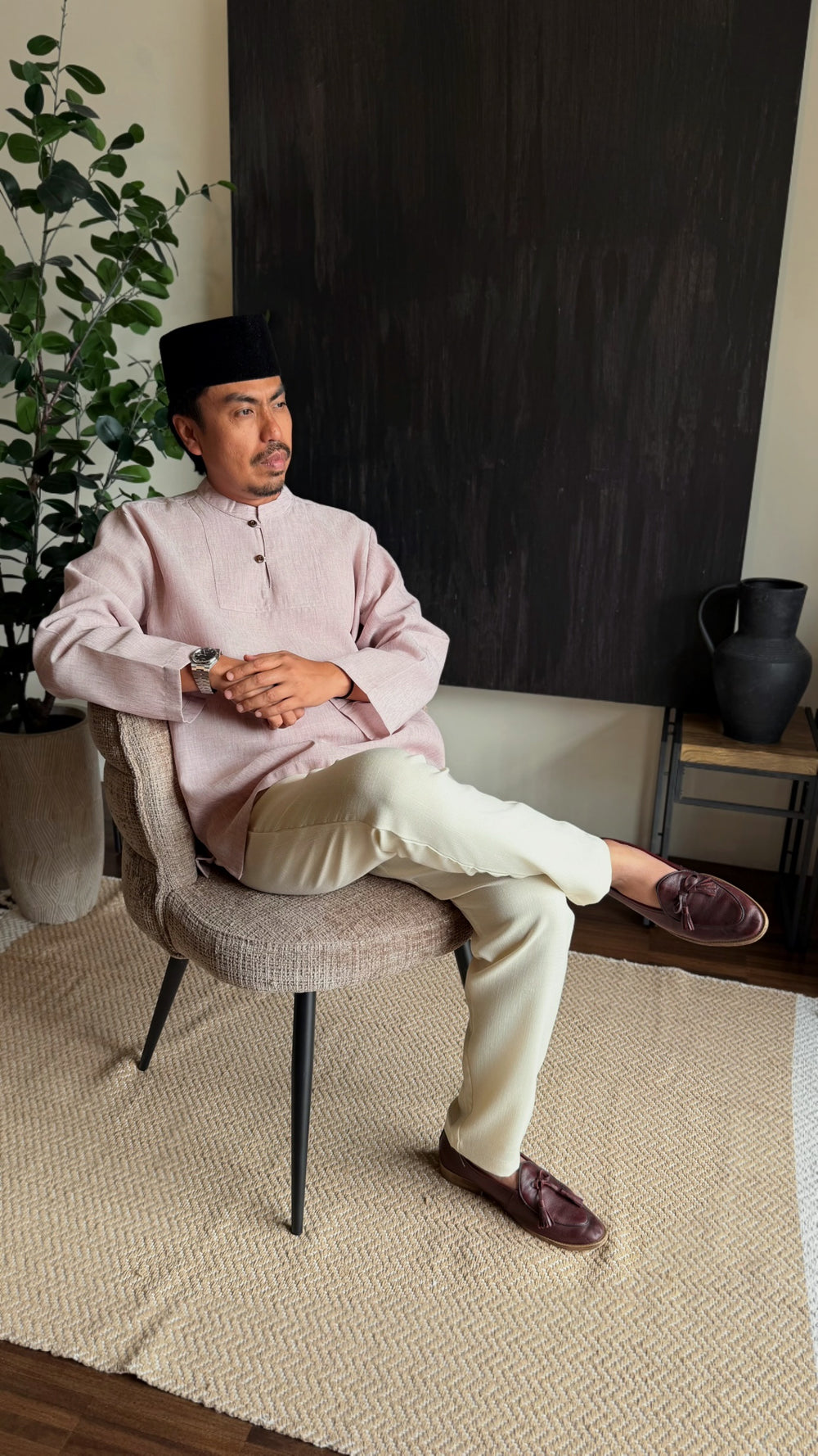 ZAHIR Kurta in Sandy Pink