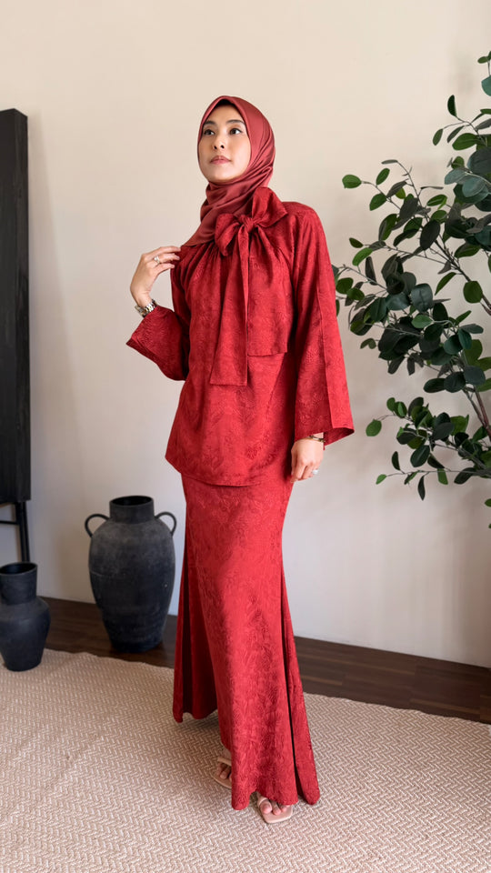 JAMILA Bow-tie Blouse & Skirt Set in Saffron