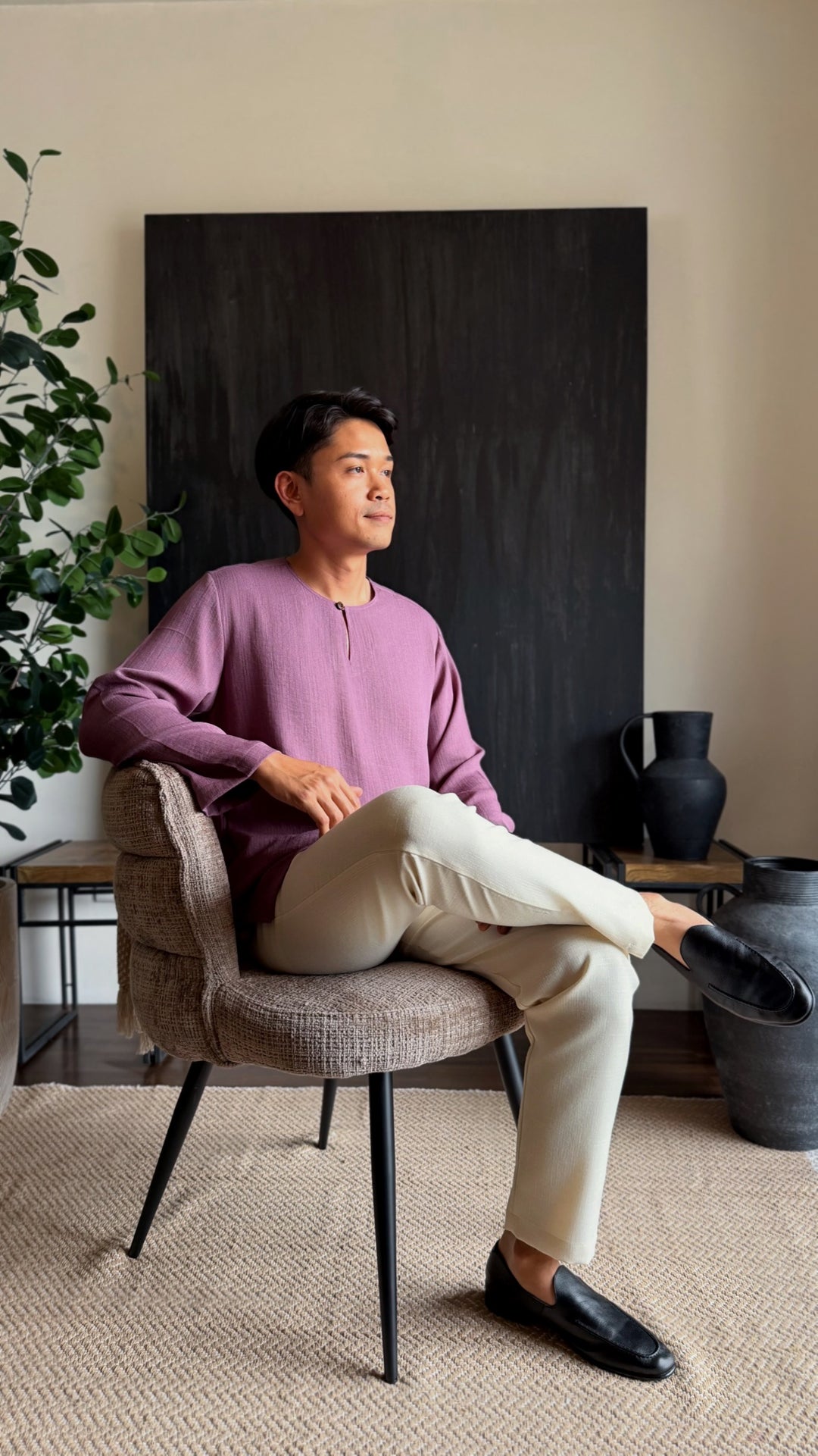 TUALANG Teluk Belanga Kurta in Old Plum