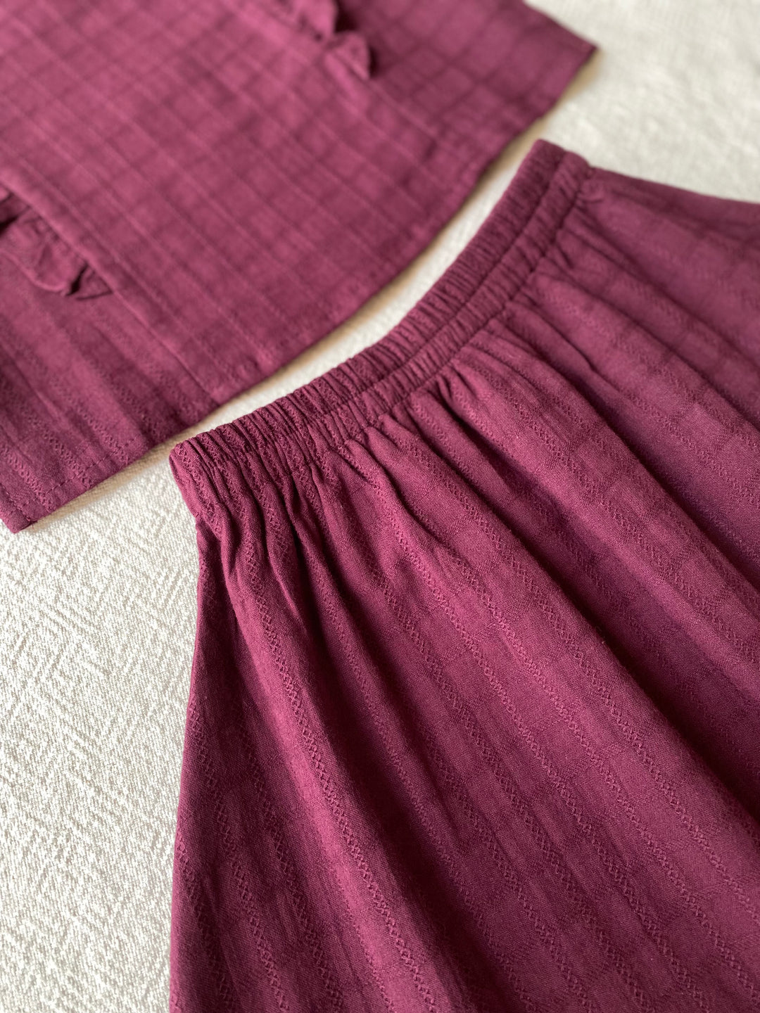 RIANG Baby’s Frill Blouse & Skirt Set in Tyrian