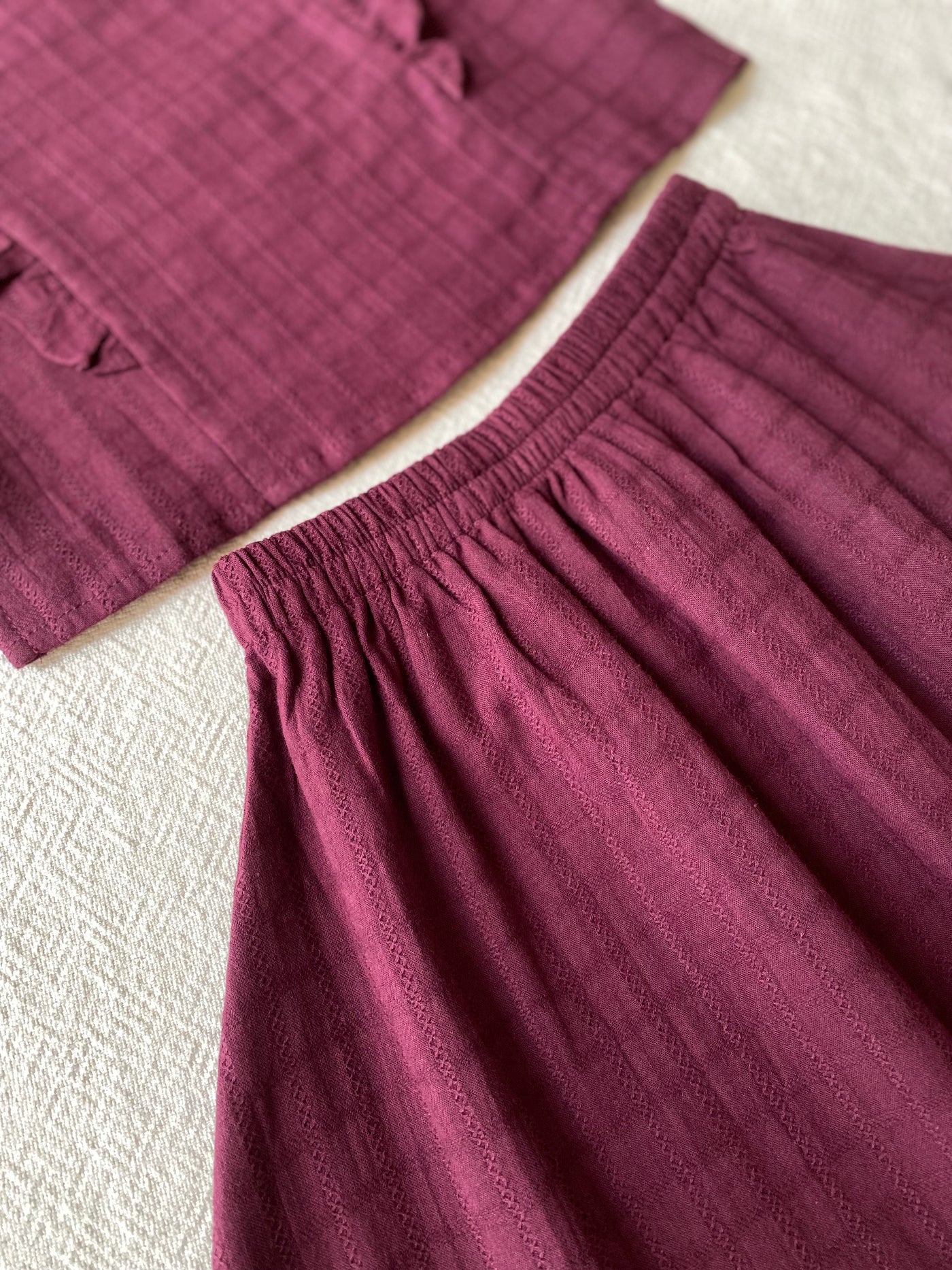 RIANG Baby’s Frill Blouse & Skirt Set in Tyrian