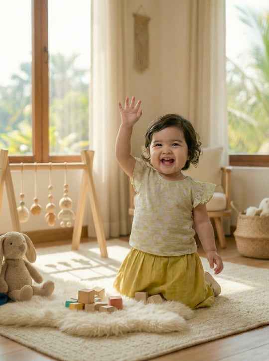 MANIS Baby's Modern Mini Kurung Set in Daffodil