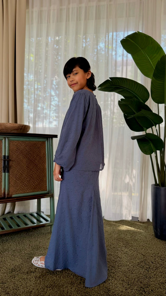 HANA Modern Kurung Set in Ash Blue