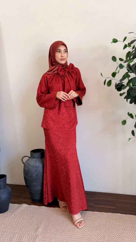 JAMILA Bow-tie Blouse & Skirt Set in Saffron