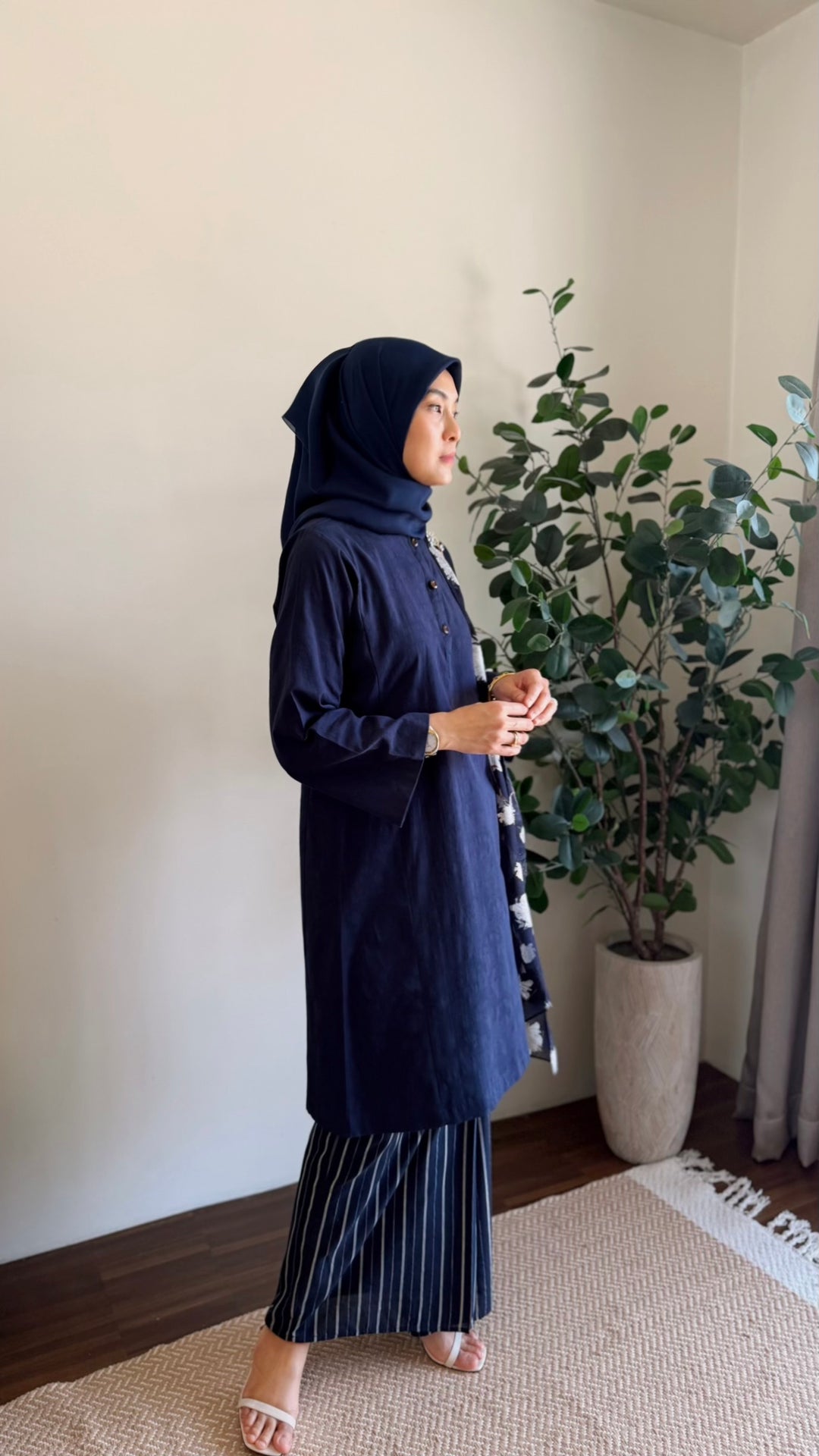 DAYANG Riau Kurung Set in Navy Blue